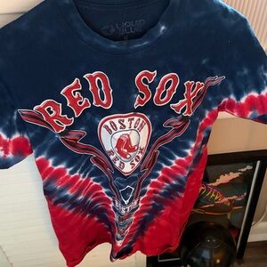 Liquid Blue Red Sox Navy and Red Tie-Dye T-Shirt